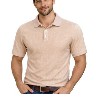 Hugo Boss Parlay Polo Shirt Men's Large Beige Pink Two-Tone Mercerized Cotton L
